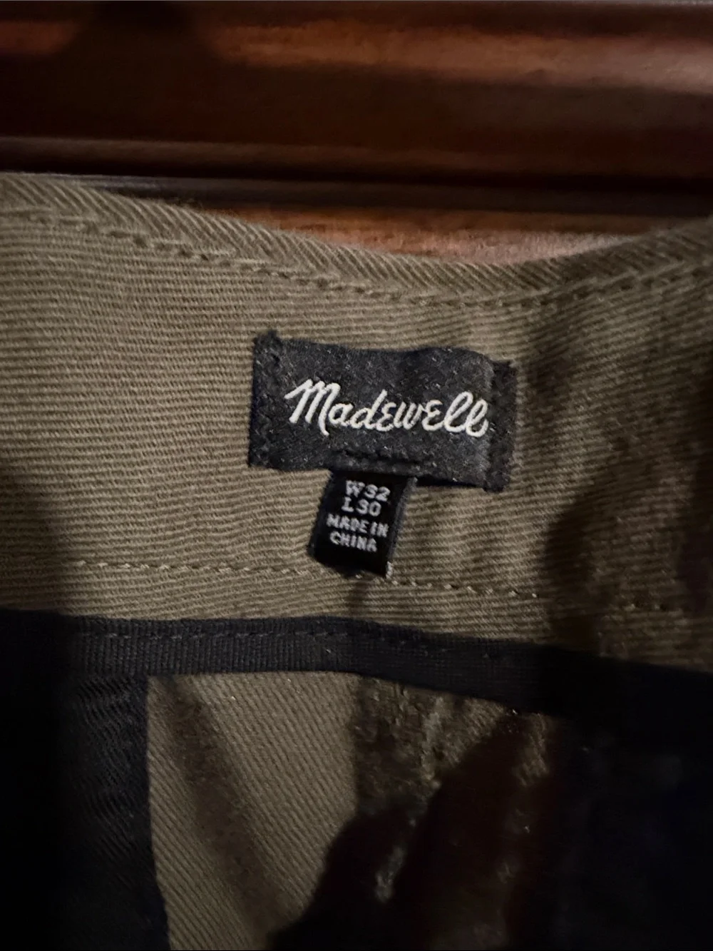 Madewell wool/cotton blend Olive Green Chinos size w32, l30